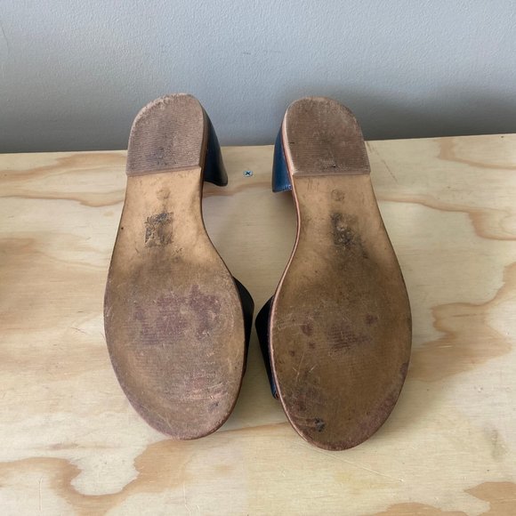 Sole Society Dark Blue Green Open Toe Flats Size 8 - Picture 6 of 6